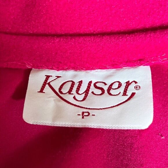 Vintage Kayser Felt Velour Hostess Robe Sleepwear Intimates Hot Pink US Petite - Picture 9 of 11